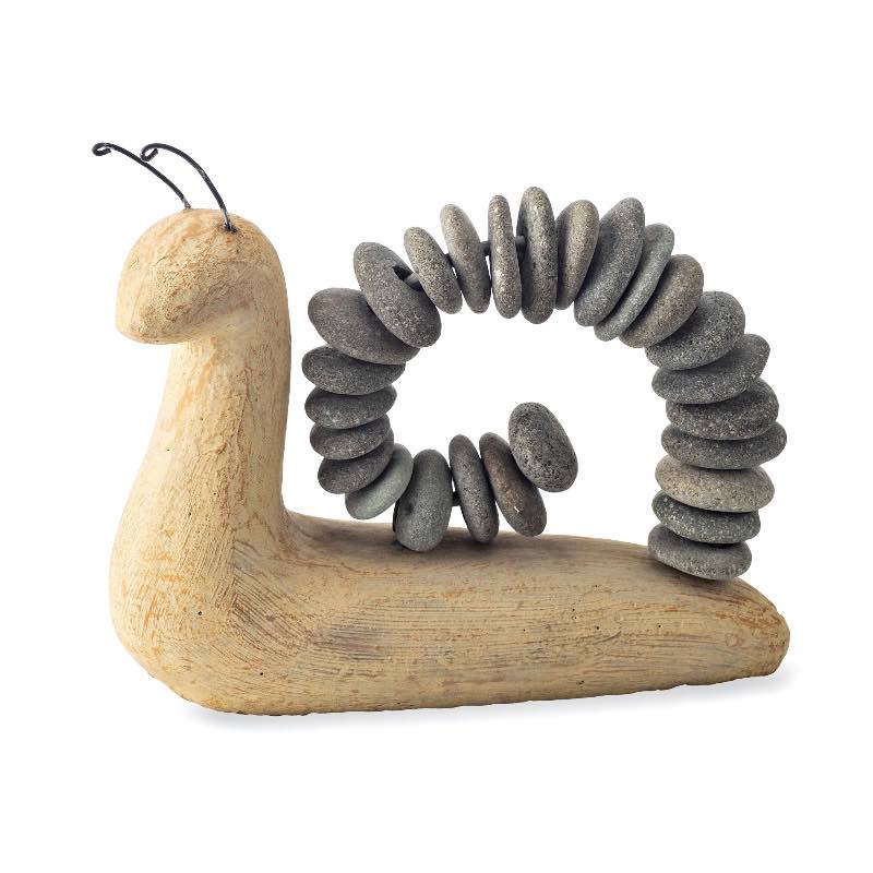 Handcrafted Snail Stone Statue - Gray